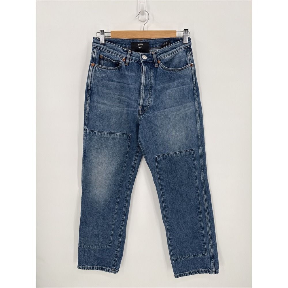 3x1 NYC Womens Double Knee Blue 100% Cotton Denim Jeans Size 28 Italy WP0260866